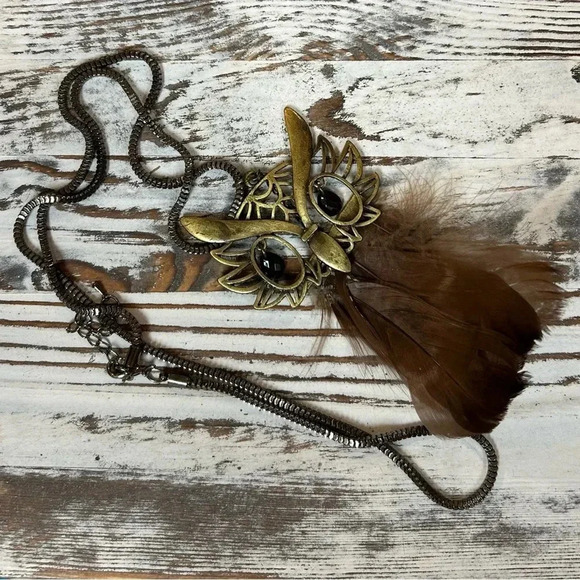 Owl Statement Necklace with 28” Chain - Picture 2 of 4